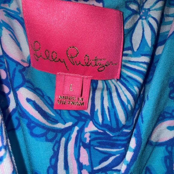 ❌Lilly Pulitzer Blue and Pink Floral High low Sleeveless colorful printed Dress - Picture 3 of 7